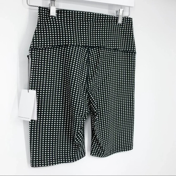 LNA Cher Biker Shorts in Green Checker Print NWT - Picture 7 of 10